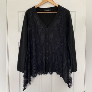 Twinset Black Lace Button-Up Cardigan Size large